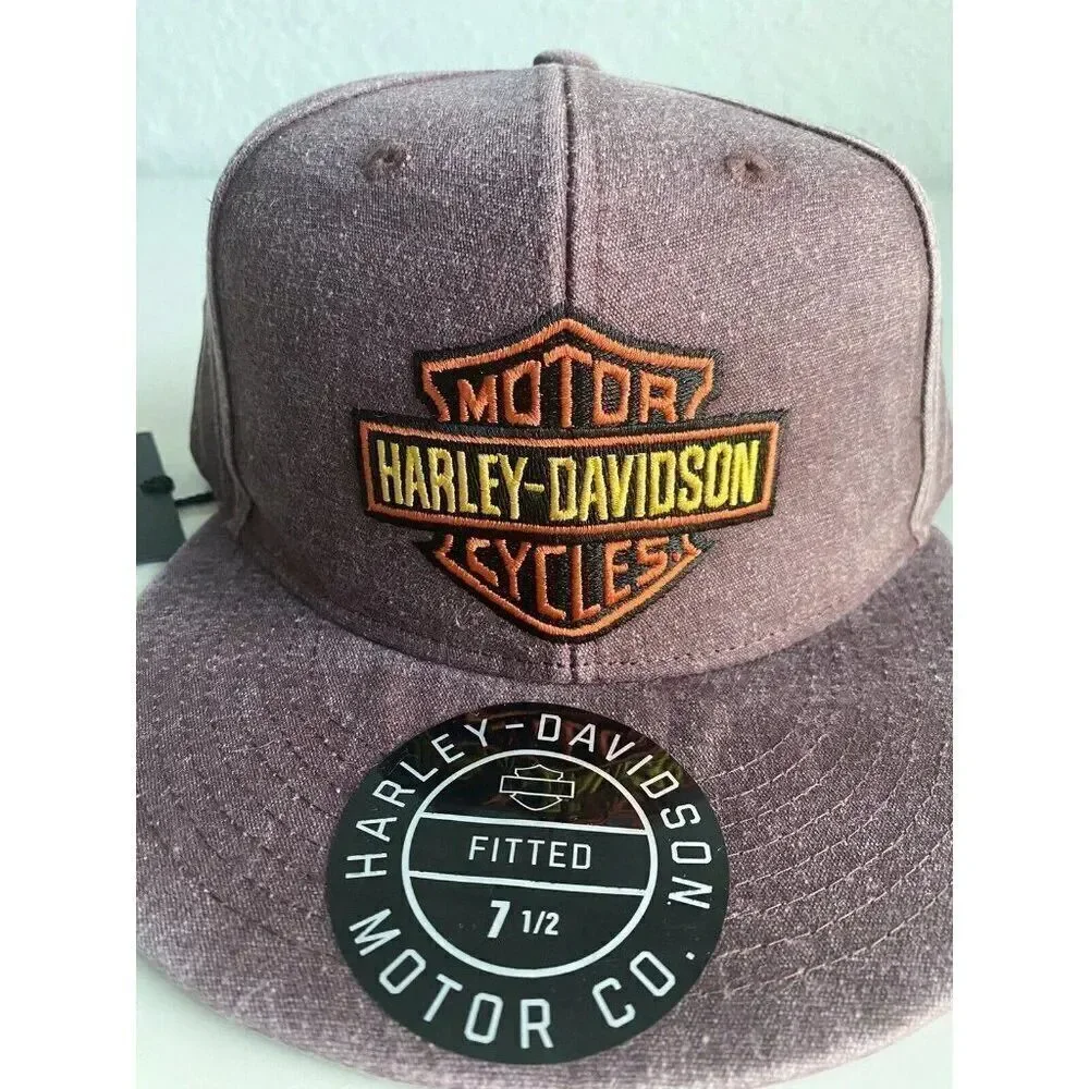 Harley-Davidson Cap Hat Bar & Shield Washed Fitted 97777-23VM Brown Sz 7 1/2 NEW